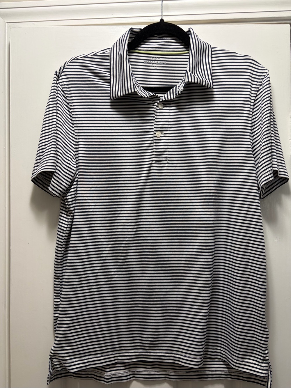 J. Crew Performance Black and White Striped Polo